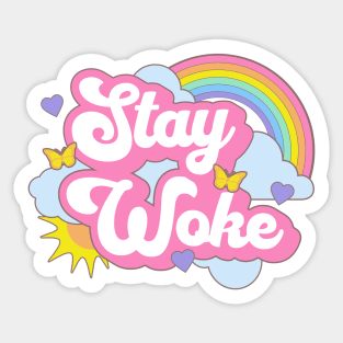 Stay Woke Cute Gay Rainbow Kawaii Anti Desantis Sticker